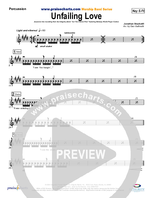 Unfailing Love Percussion (Bethany Music / Jonathan Stockstill)