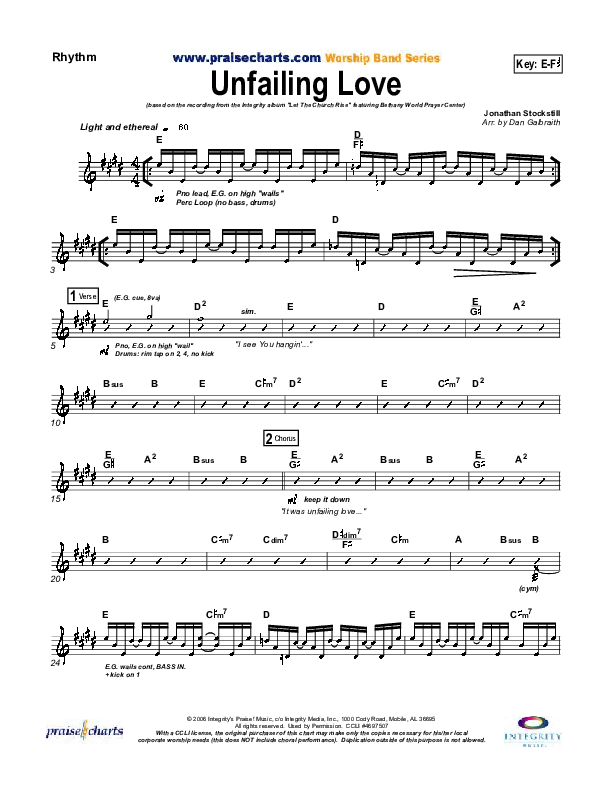Unfailing Love Rhythm Chart (Bethany Music / Jonathan Stockstill)
