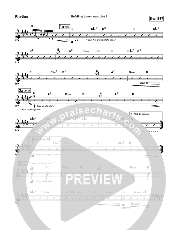 Unfailing Love Rhythm Chart (Bethany Music / Jonathan Stockstill)