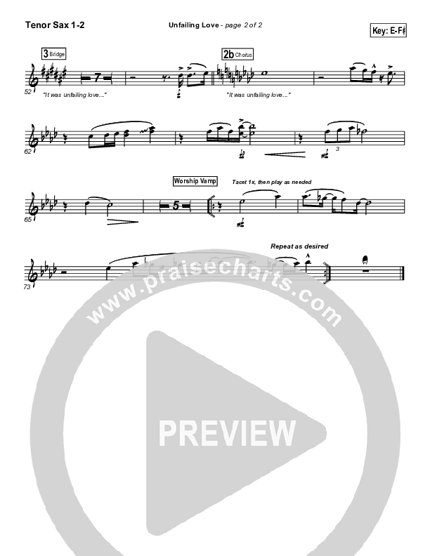 Unfailing Love Tenor Sax 1/2 (Bethany Music / Jonathan Stockstill)