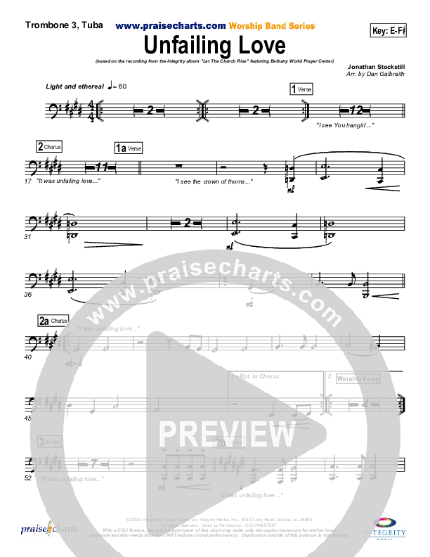 Unfailing Love Trombone 3/Tuba (Bethany Music / Jonathan Stockstill)