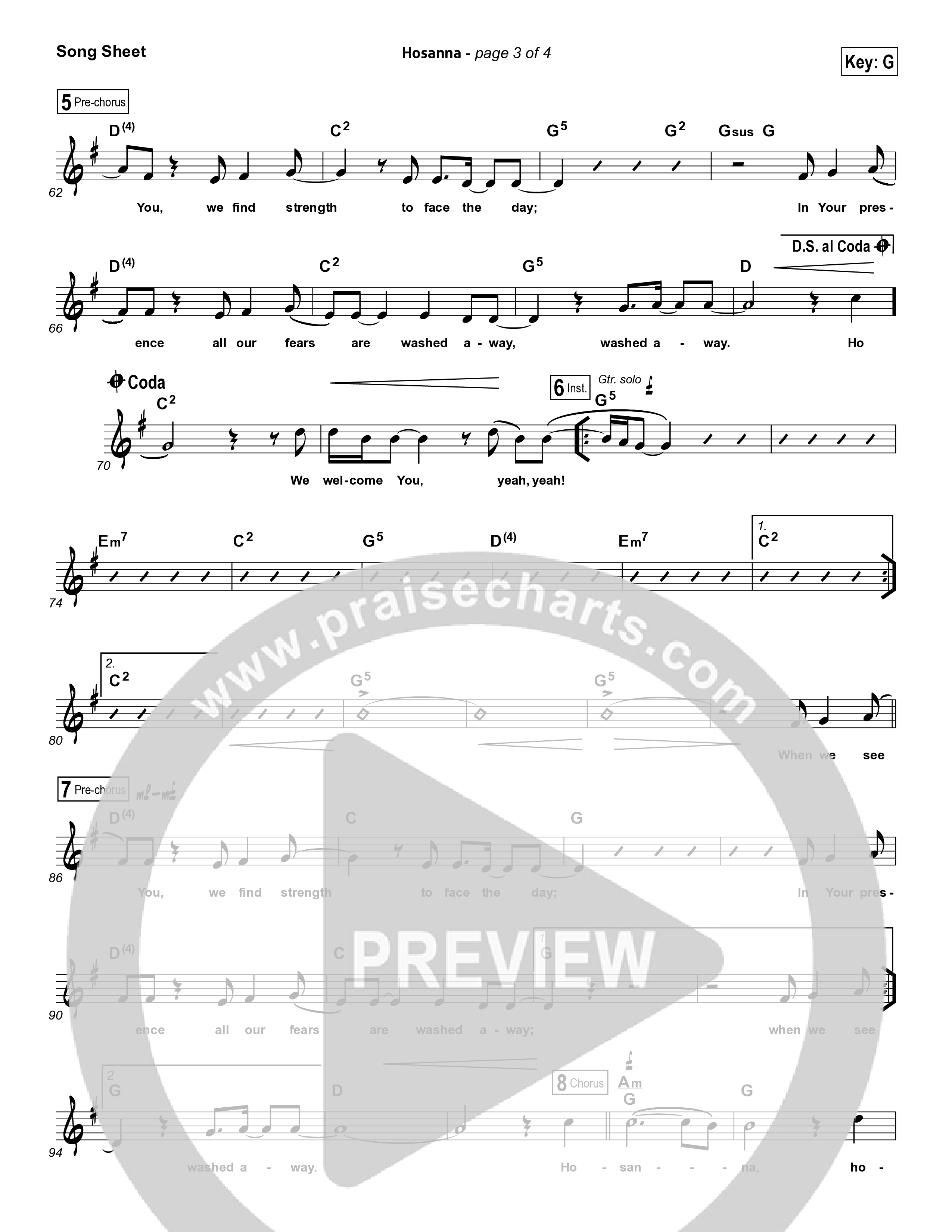 Hosanna (Praise Is Rising) Lead Sheet (SAT) (Paul Baloche)