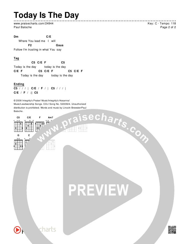 Today Is The Day Chords & Lyrics (Paul Baloche)