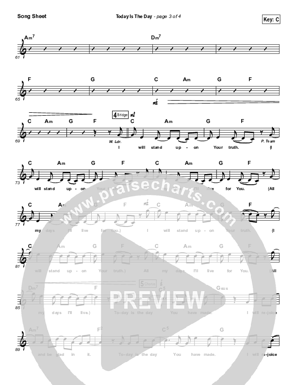 Today Is The Day Lead Sheet (Paul Baloche)