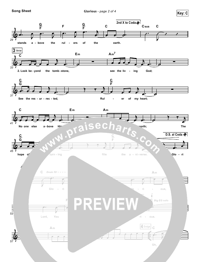 Glorious Sheet Music Pdf Paul Baloche Praisecharts