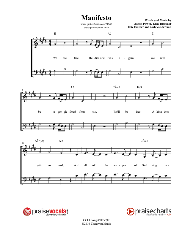 Manifesto Lead Sheet (PraiseVocals)