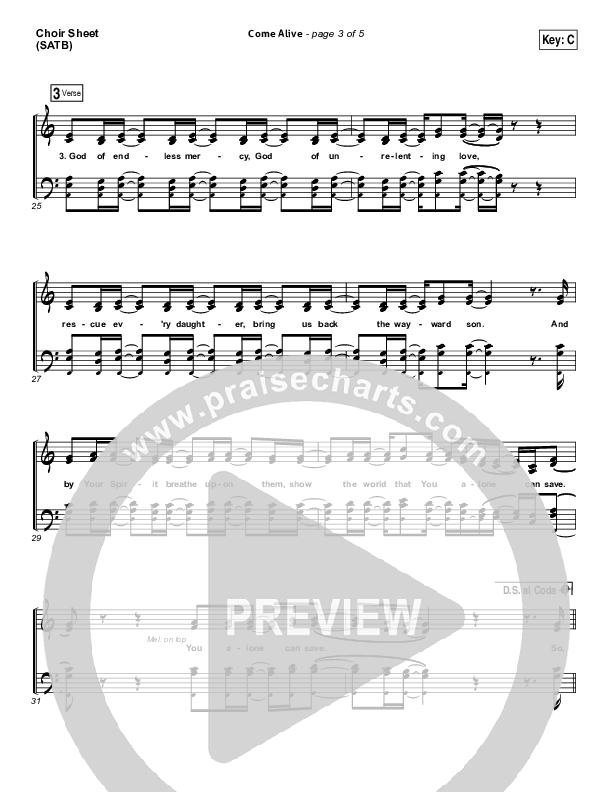 Come Alive (Dry Bones) Choir Sheet (SATB) (Lauren Daigle)