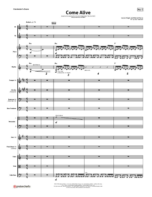 Come Alive (Dry Bones) Conductor's Score (Lauren Daigle)