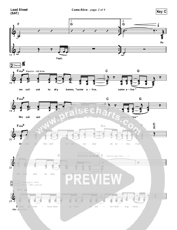 Come Alive (Dry Bones) Lead Sheet (SAT) (Lauren Daigle)