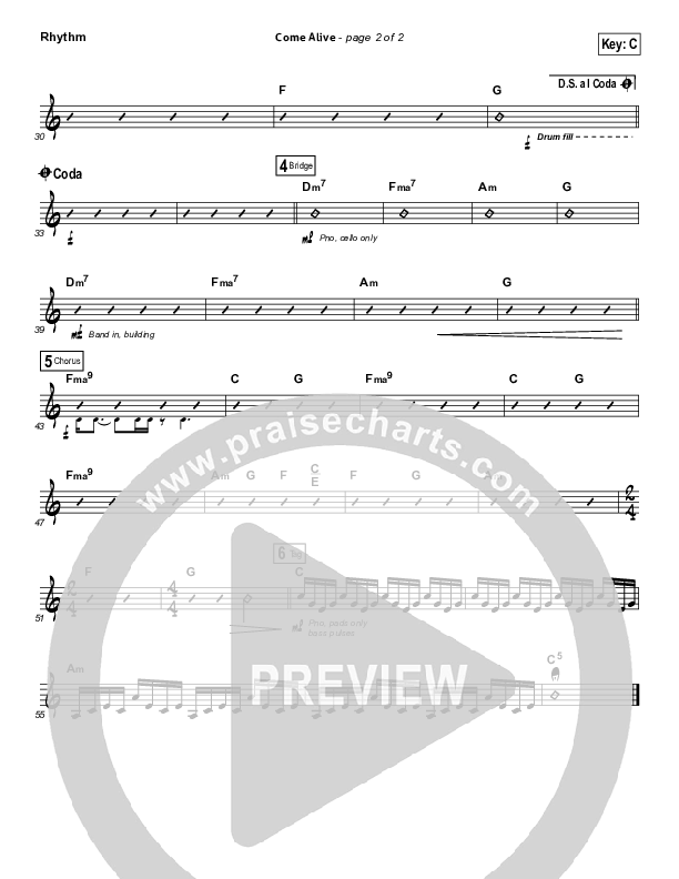Come Alive (Dry Bones) Rhythm Chart (Lauren Daigle)
