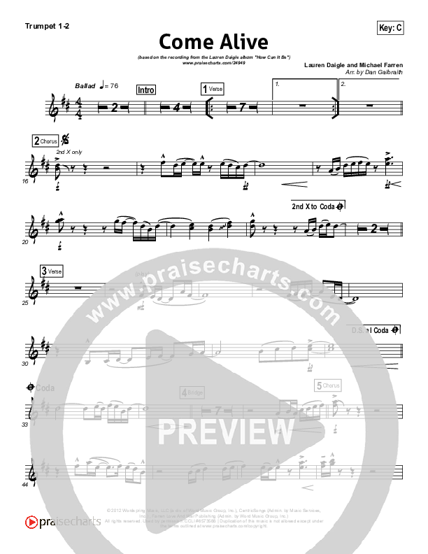 Come Alive (Dry Bones) Brass Pack (Lauren Daigle)