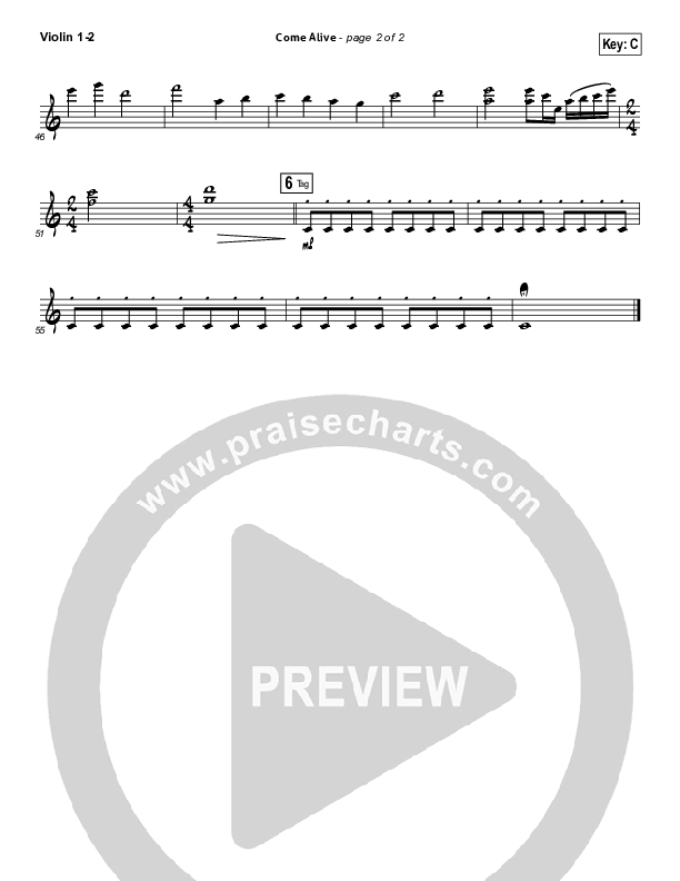 Come Alive (Dry Bones) Violin 1/2 (Lauren Daigle)