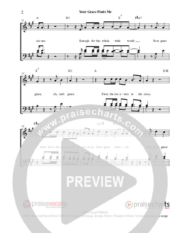 Your Grace Finds Me Lead Sheet (PraiseVocals)