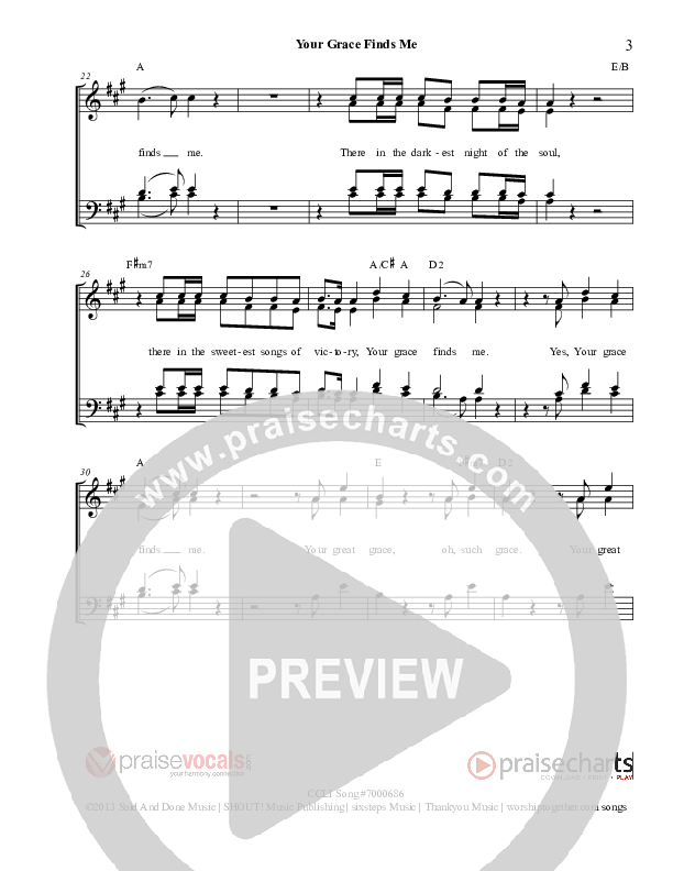 Your Grace Finds Me Lead Sheet (PraiseVocals)