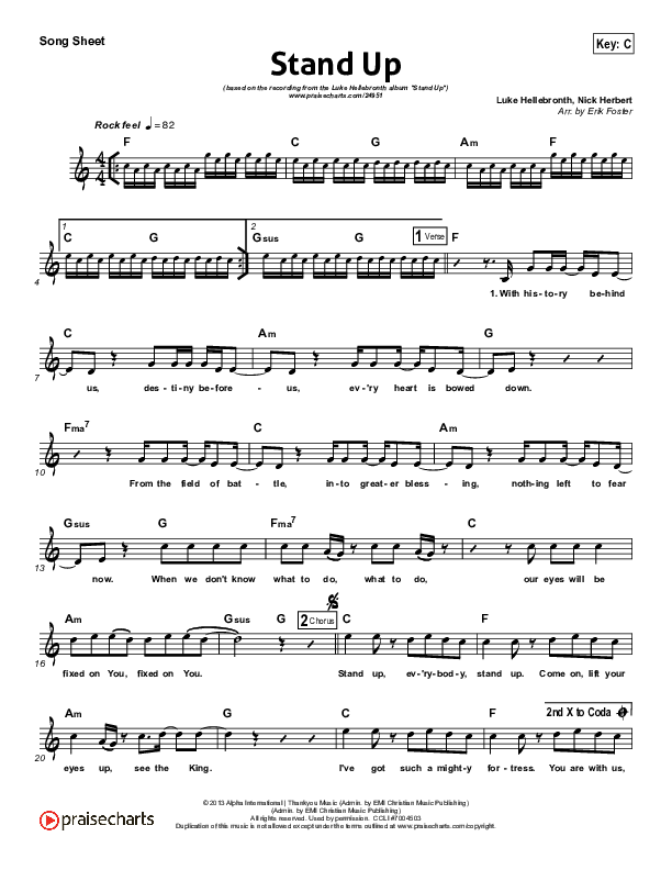 Stand Up Lead Sheet (Luke Hellebronth)