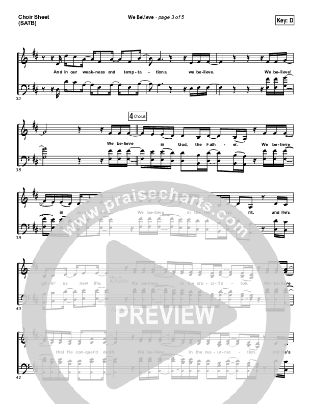 We Believe Choir Sheet (SATB) (Newsboys)