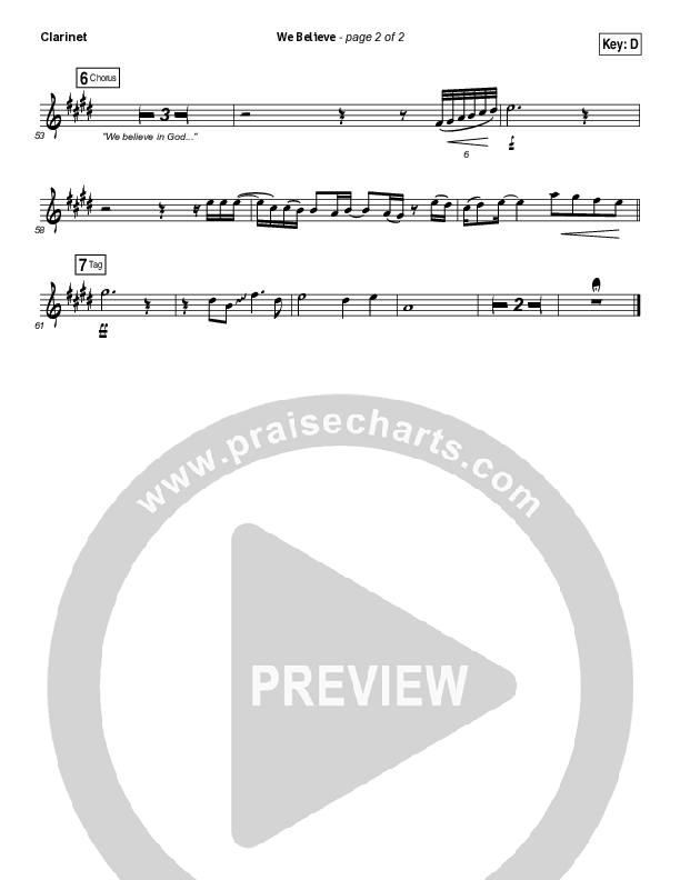 We Believe Clarinet (Newsboys)