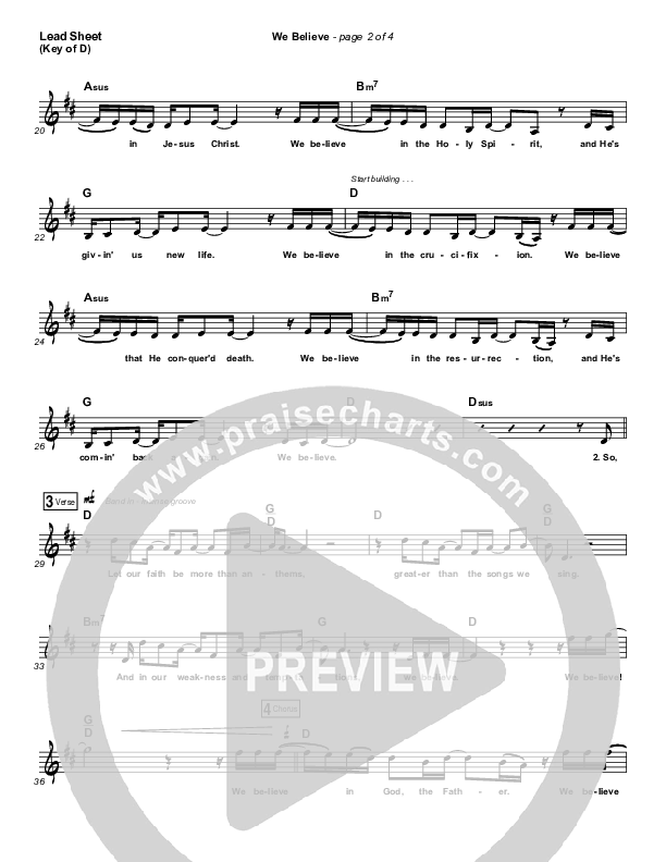 We Believe Lead Sheet (Melody) (Newsboys)