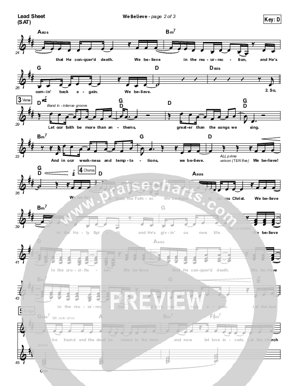 We Believe Lead Sheet (SAT) (Newsboys)