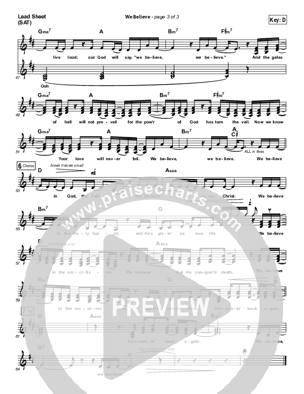 We Believe Lead Sheet (SAT) (Newsboys)