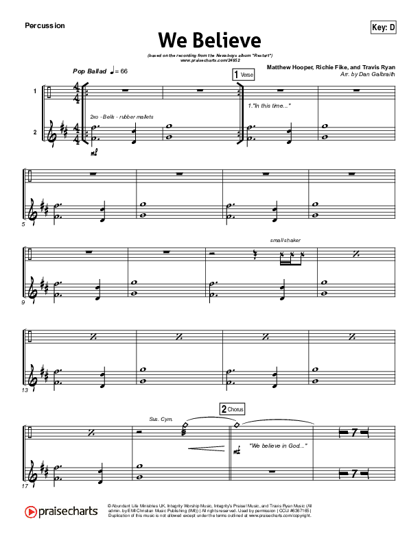 We Believe Percussion (Newsboys)