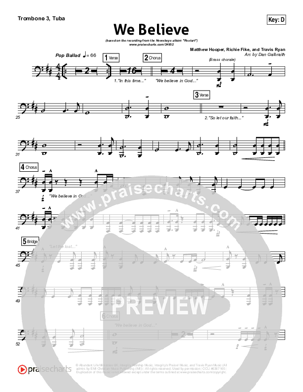 We Believe Trombone 3/Tuba (Newsboys)