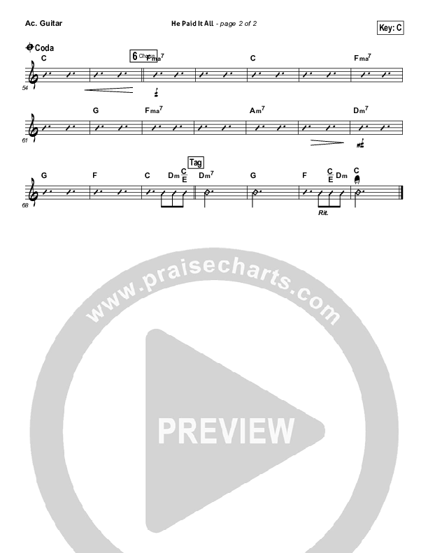 He Paid It All Acoustic Guitar (Brandon Heath)