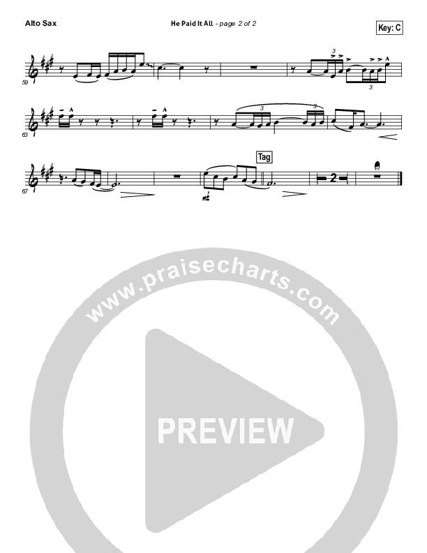 He Paid It All Alto Sax (Brandon Heath)