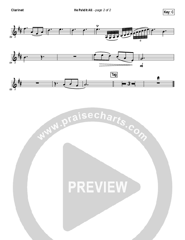 He Paid It All Clarinet (Brandon Heath)