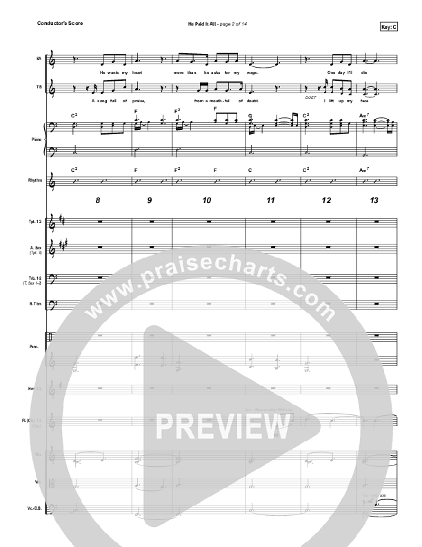 He Paid It All Conductor's Score (Brandon Heath)