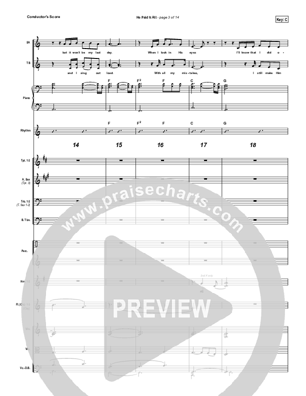 He Paid It All Conductor's Score (Brandon Heath)