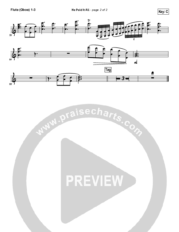 He Paid It All Flute/Oboe 1/2/3 (Brandon Heath)