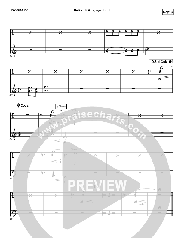 He Paid It All Percussion (Brandon Heath)