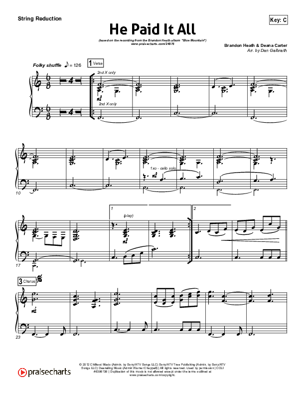 He Paid It All Synth Strings (Brandon Heath)