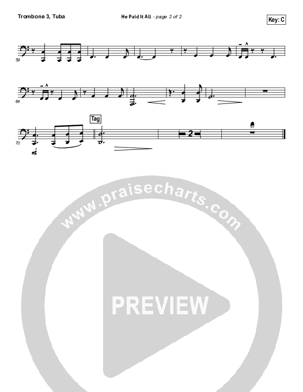 He Paid It All Trombone 3/Tuba (Brandon Heath)