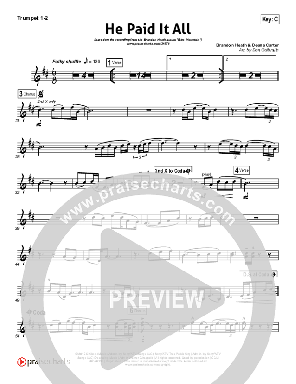He Paid It All Trumpet 1,2 (Brandon Heath)