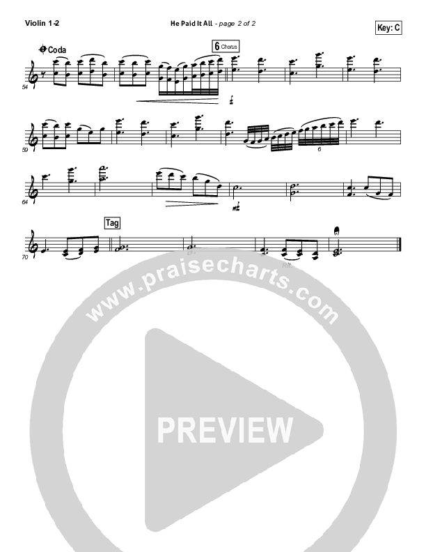 He Paid It All Violin 1/2 (Brandon Heath)