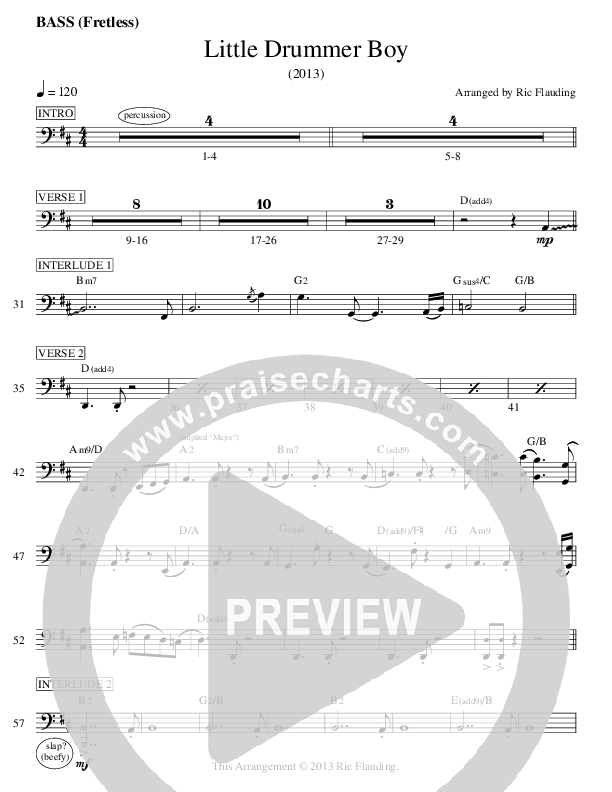 Little Drummer Boy (Ensemble) Bass Guitar (Ric Flauding)