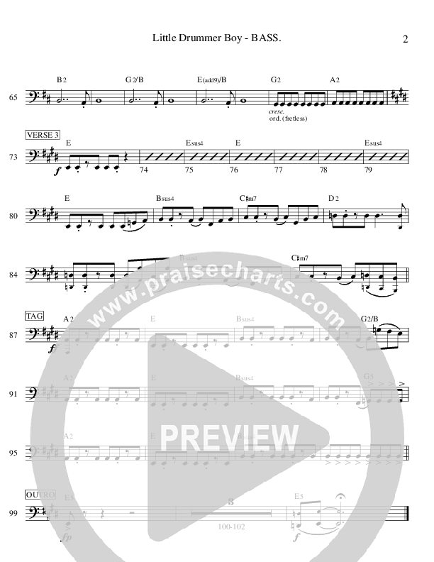 Little Drummer Boy (Ensemble) Bass Guitar (Ric Flauding)