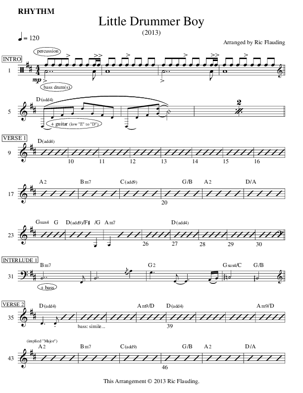 Little Drummer Boy (Ensemble) Rhythm Chart (Ric Flauding)