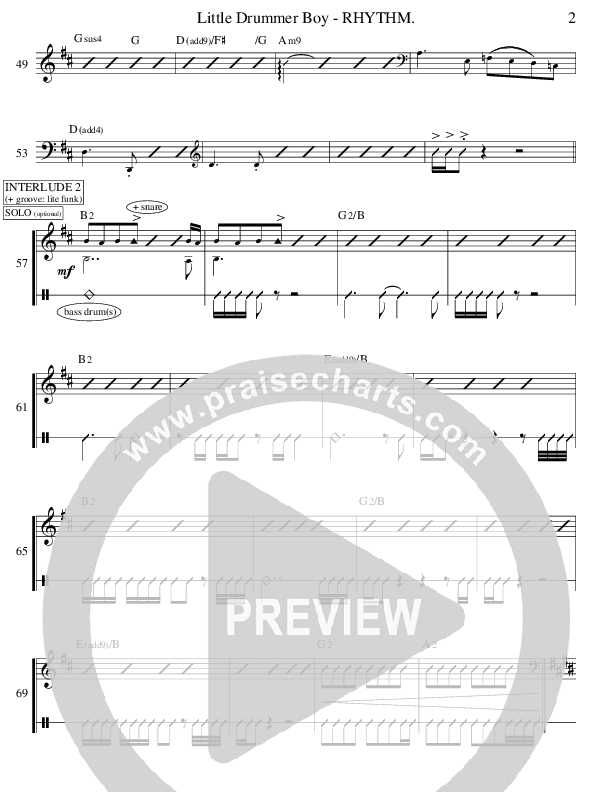 Little Drummer Boy (Ensemble) Rhythm Chart (Ric Flauding)