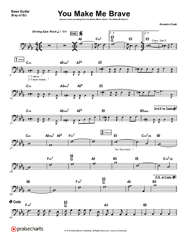You Make Me Brave Bass Guitar (Amanda Lindsey Cook / Bethel Music)