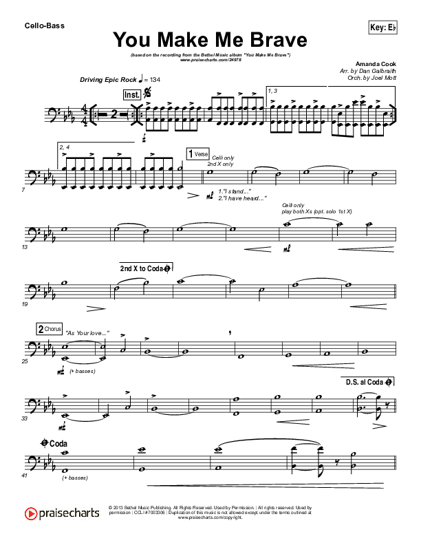 You Make Me Brave Cello/Bass (Amanda Lindsey Cook / Bethel Music)