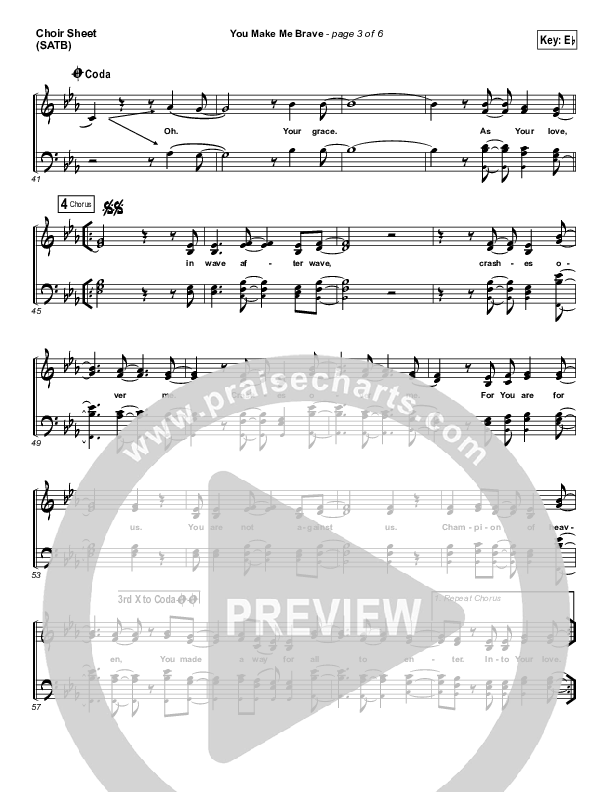 You Make Me Brave Choir Sheet (SATB) (Amanda Lindsey Cook / Bethel Music)