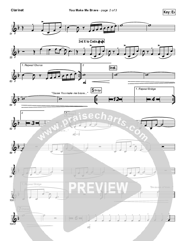 You Make Me Brave Clarinet (Amanda Lindsey Cook / Bethel Music)