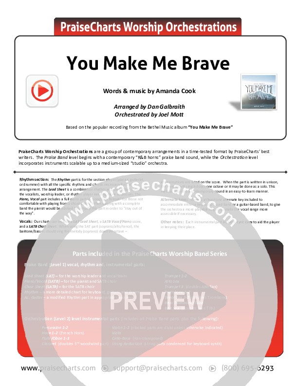 You Make Me Brave Cover Sheet (Amanda Lindsey Cook / Bethel Music)