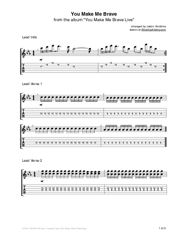 You Make Me Brave Guitar Tab (Amanda Lindsey Cook / Bethel Music)