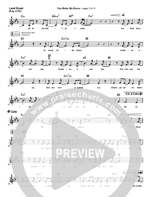 You Make Me Brave Lead Sheet (Melody) (Amanda Lindsey Cook / Bethel Music)