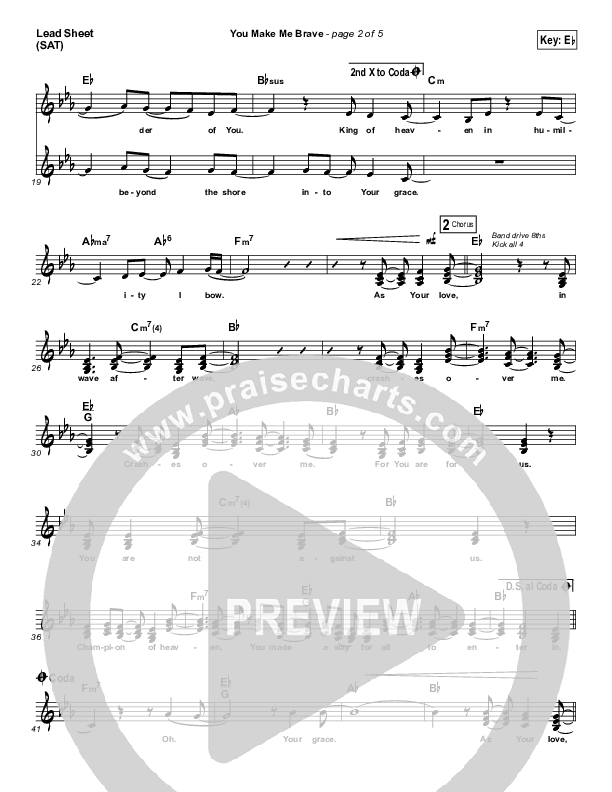 You Make Me Brave Lead Sheet (SAT) (Amanda Lindsey Cook / Bethel Music)