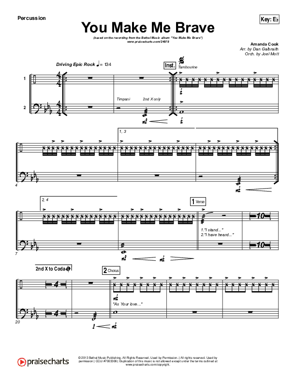 You Make Me Brave Percussion (Amanda Lindsey Cook / Bethel Music)